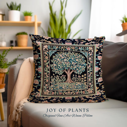 Eclectic Whimsy Tree of Life Tapestry Pillow Decorative Throw Cushion