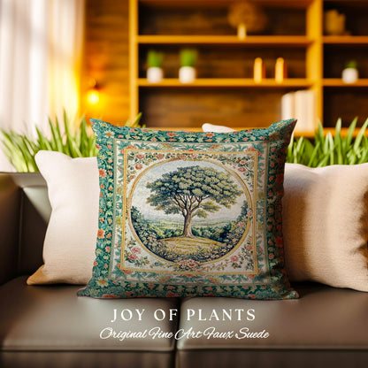 Romantic Ornate Botanical Countryside Decorative Tree Cushion Tapestry Throw Pillow