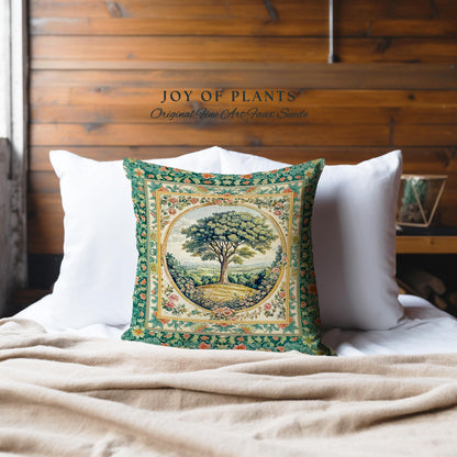 Romantic Ornate Botanical Countryside Decorative Tree Cushion Tapestry Throw Pillow