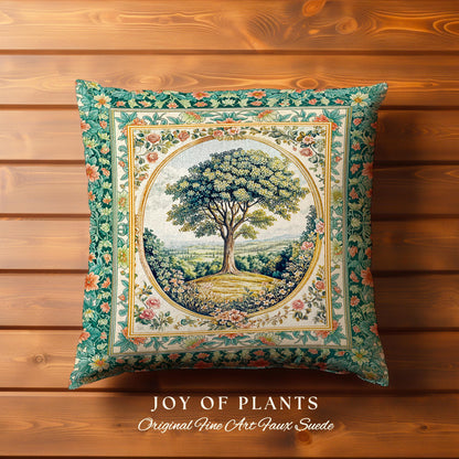 Romantic Ornate Botanical Countryside Decorative Tree Cushion Tapestry Throw Pillow