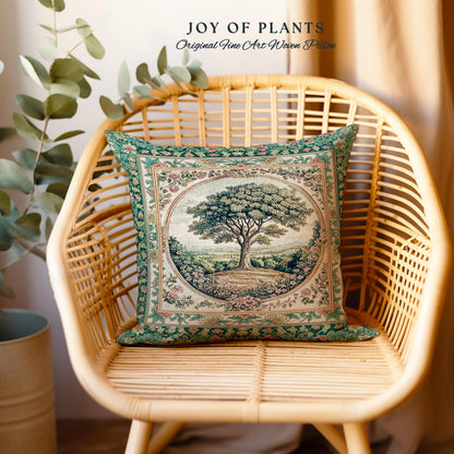 Romantic Ornate Botanical Countryside Decorative Tree Cushion Tapestry Throw Pillow