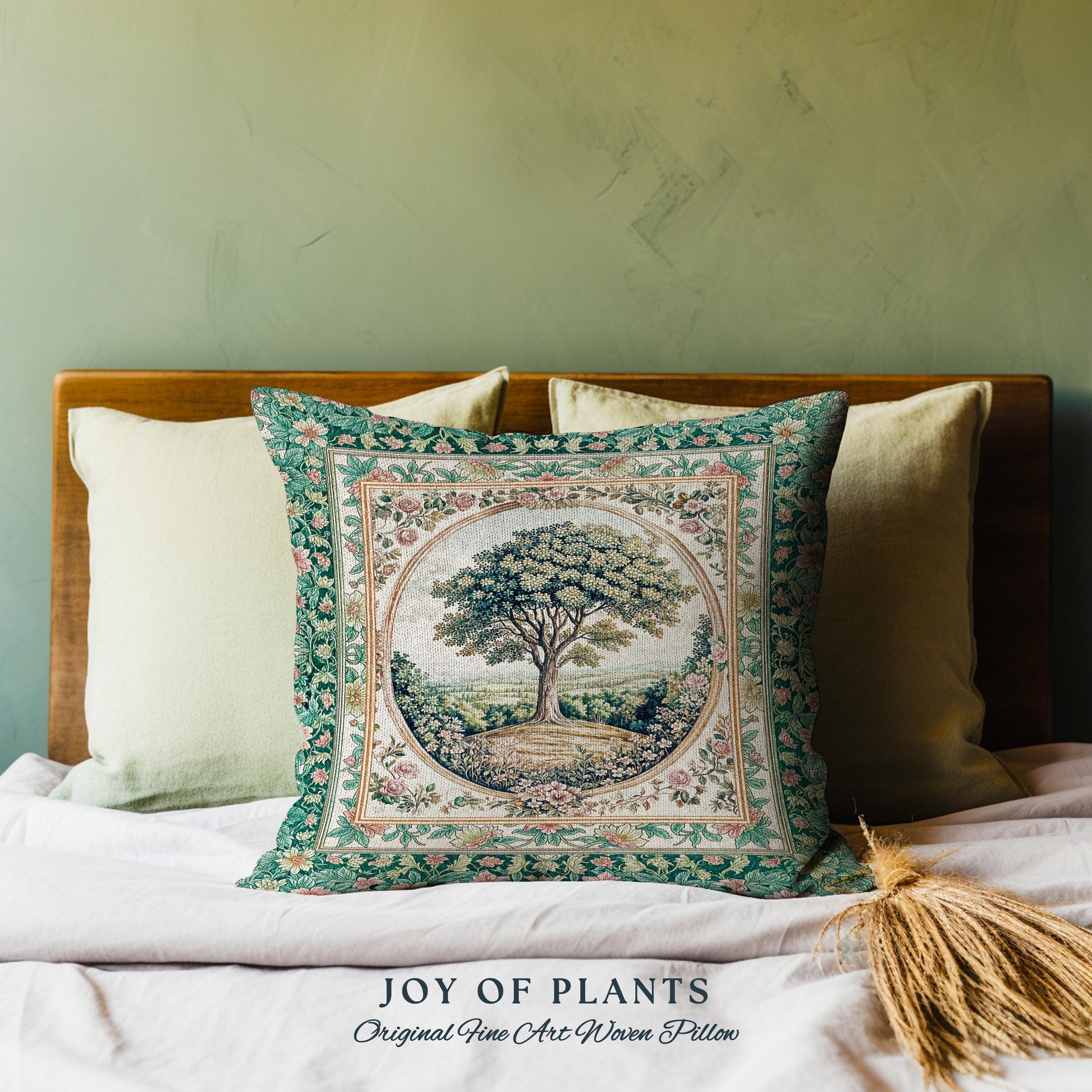 Romantic Ornate Botanical Countryside Decorative Tree Cushion Tapestry Throw Pillow