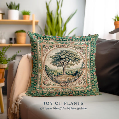 Romantic Ornate Botanical Countryside Decorative Tree Cushion Tapestry Throw Pillow