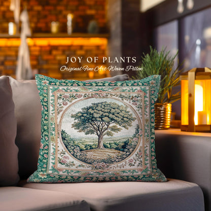 Romantic Ornate Botanical Countryside Decorative Tree Cushion Tapestry Throw Pillow
