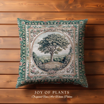 Romantic Ornate Botanical Countryside Decorative Tree Cushion Tapestry Throw Pillow