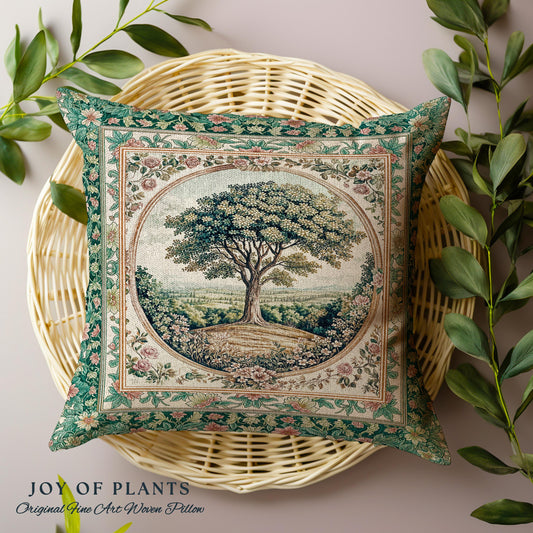 Romantic Ornate Botanical Countryside Decorative Tree Cushion Tapestry Throw Pillow