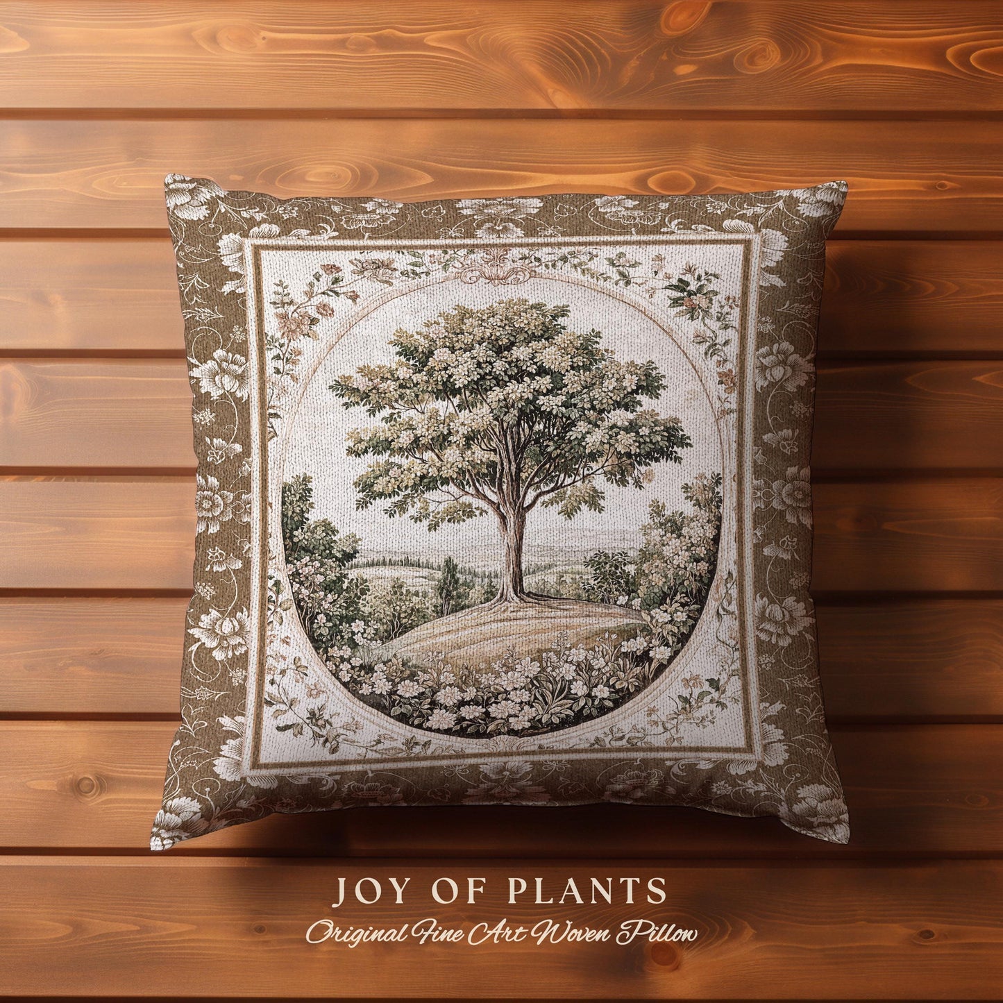 French Countryside Botanical Tree Tapestry Pillow Decorative Throw Cushion