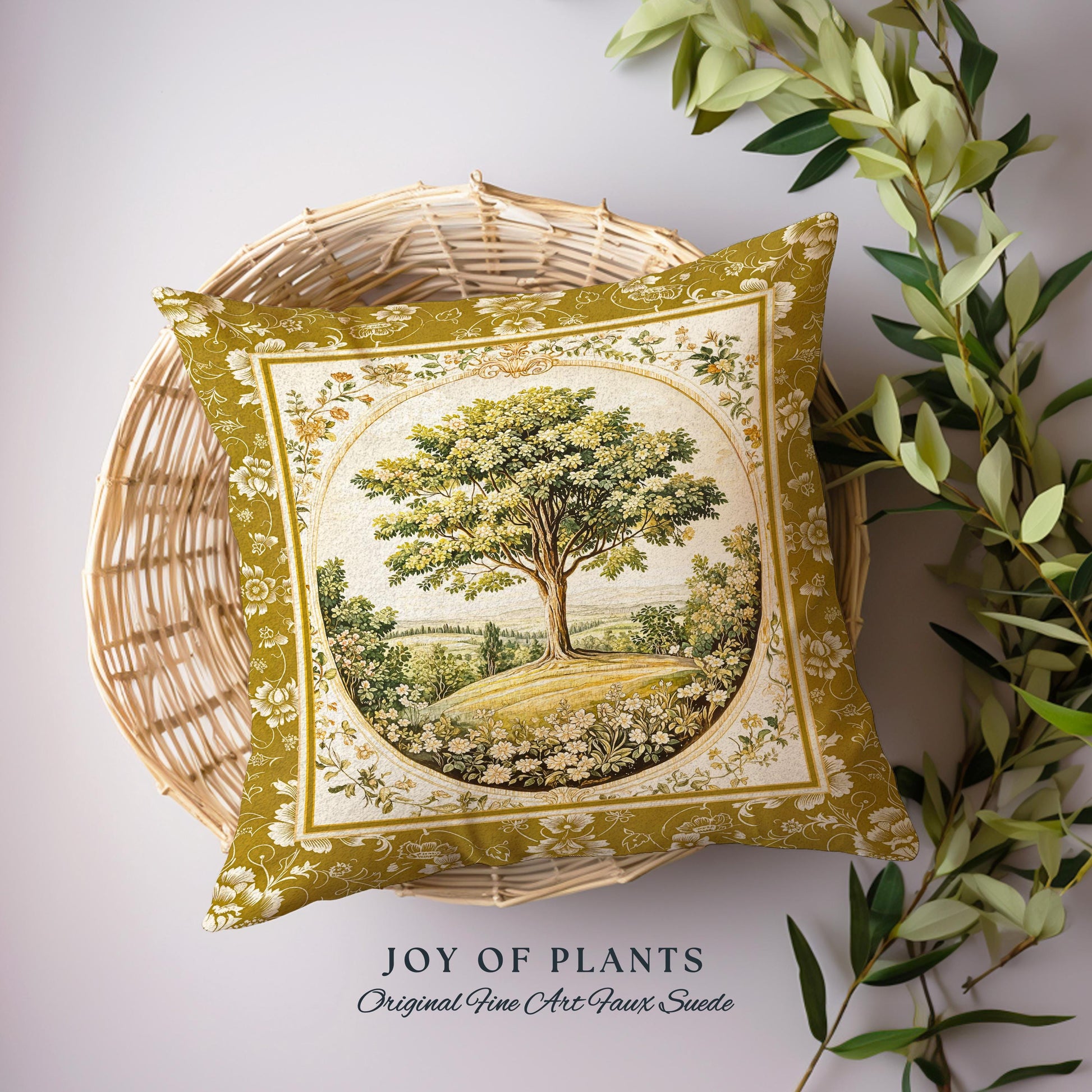 French Countryside Botanical Tree Tapestry Pillow Decorative Throw Cushion