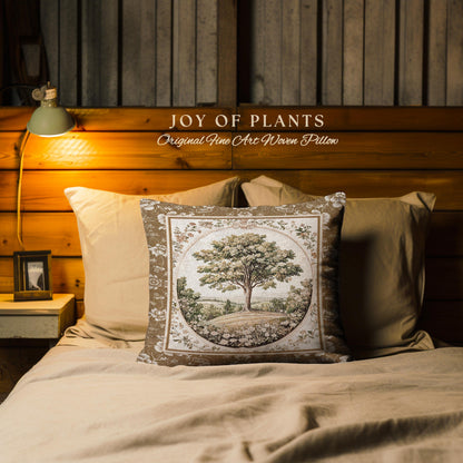 French Countryside Botanical Tree Tapestry Pillow Decorative Throw Cushion