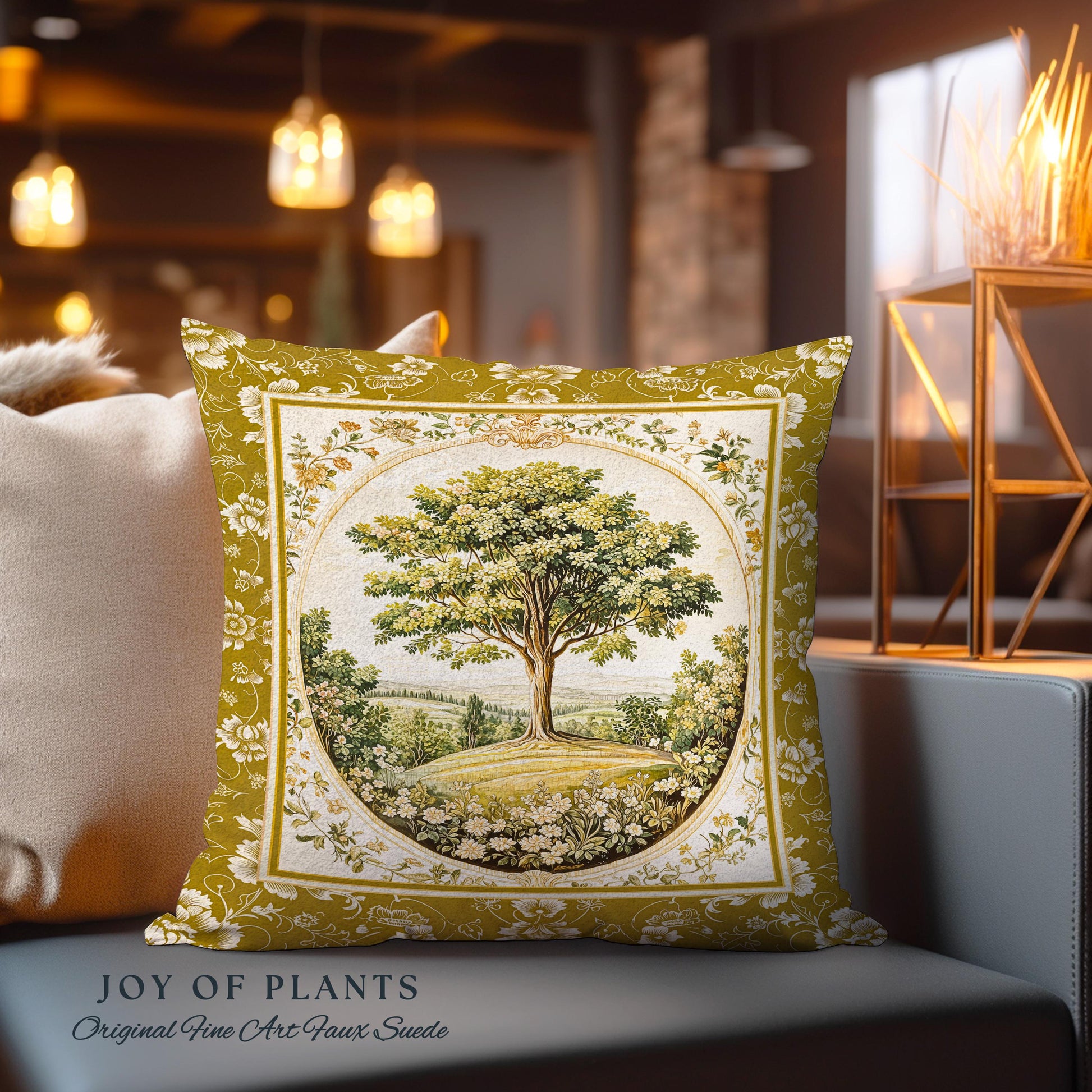 French Countryside Botanical Tree Tapestry Pillow Decorative Throw Cushion