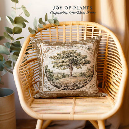 French Countryside Botanical Tree Tapestry Pillow Decorative Throw Cushion