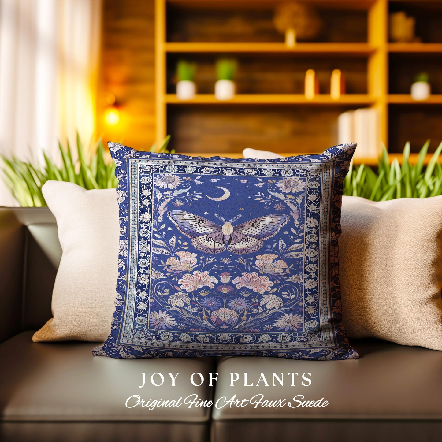Amethyst Celestial Moth Tapestry Pillow Decorative Butterfly Throw Cushion