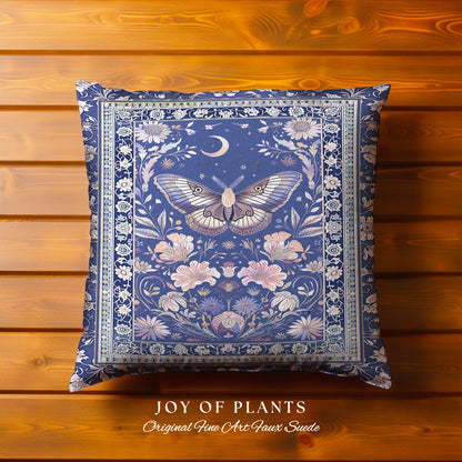 Amethyst Celestial Moth Tapestry Pillow Decorative Butterfly Throw Cushion