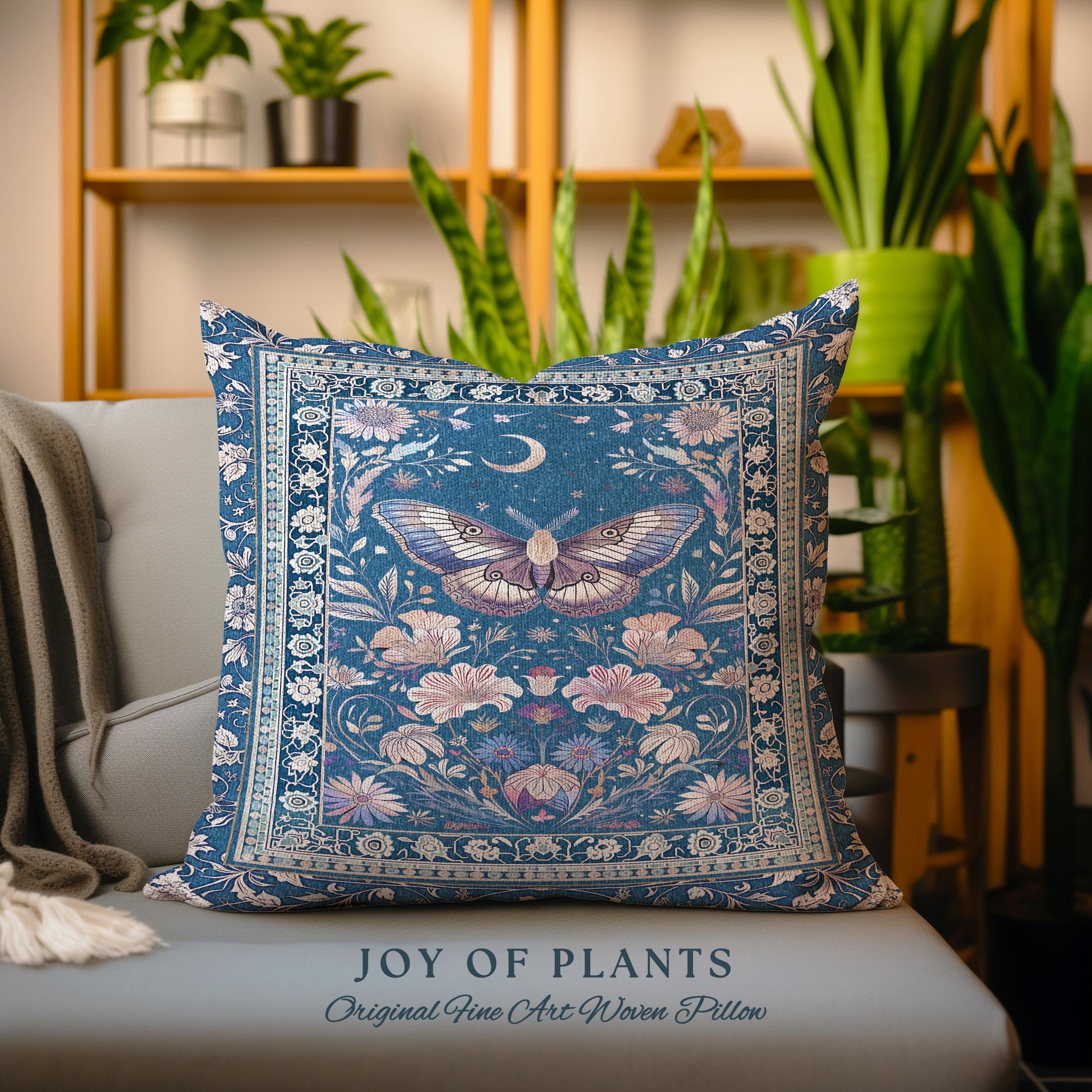 Amethyst Celestial Moth Tapestry Pillow Decorative Butterfly Throw Cushion