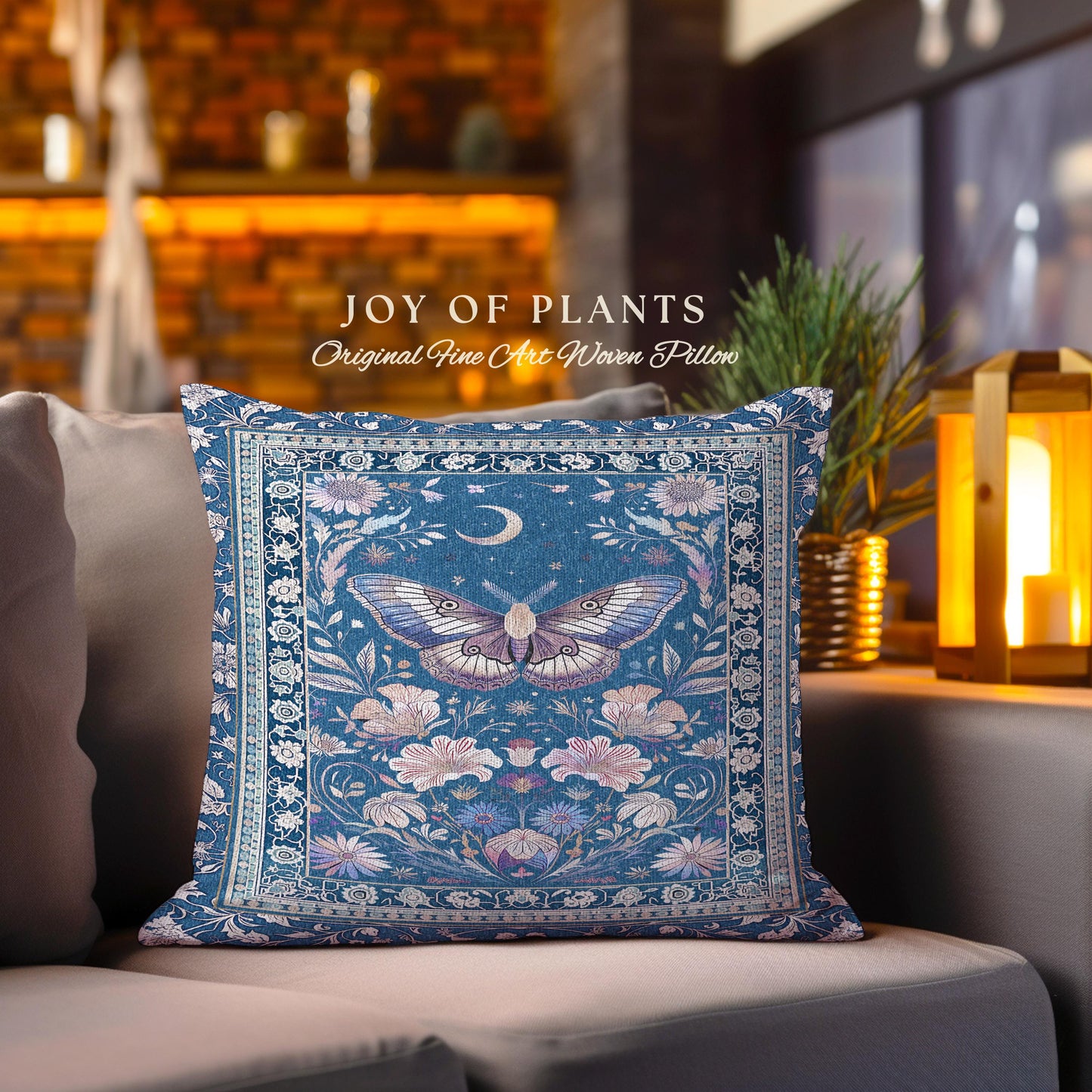 Amethyst Celestial Moth Tapestry Pillow Decorative Butterfly Throw Cushion