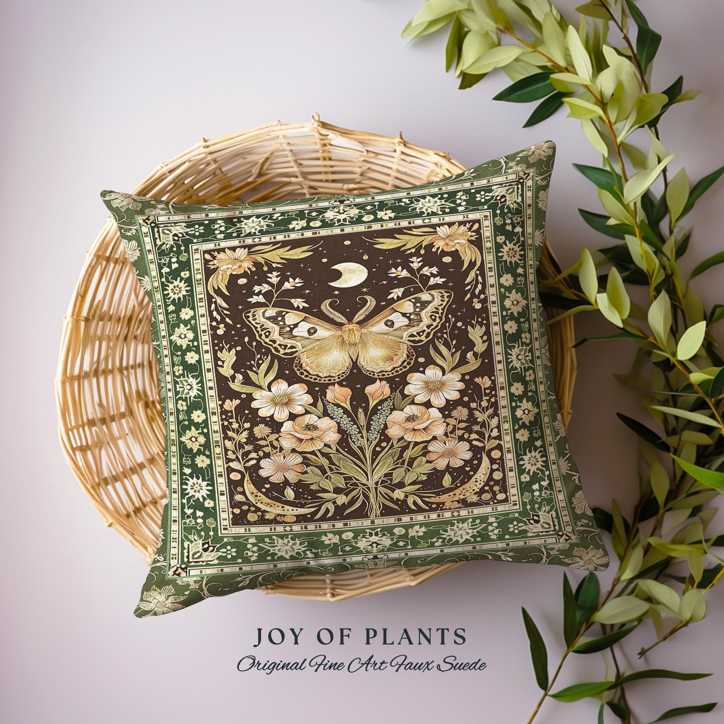 Hippie Moth Moon Decorative Butterfly Cushion Tapestry Throw Pillow