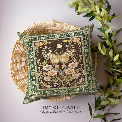 Hippie Moth Moon Decorative Butterfly Cushion Tapestry Throw Pillow