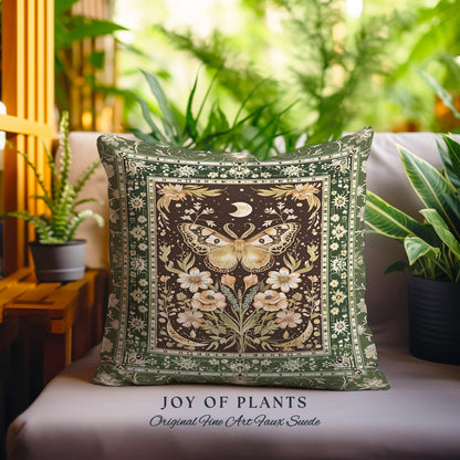 Hippie Moth Moon Decorative Butterfly Cushion Tapestry Throw Pillow