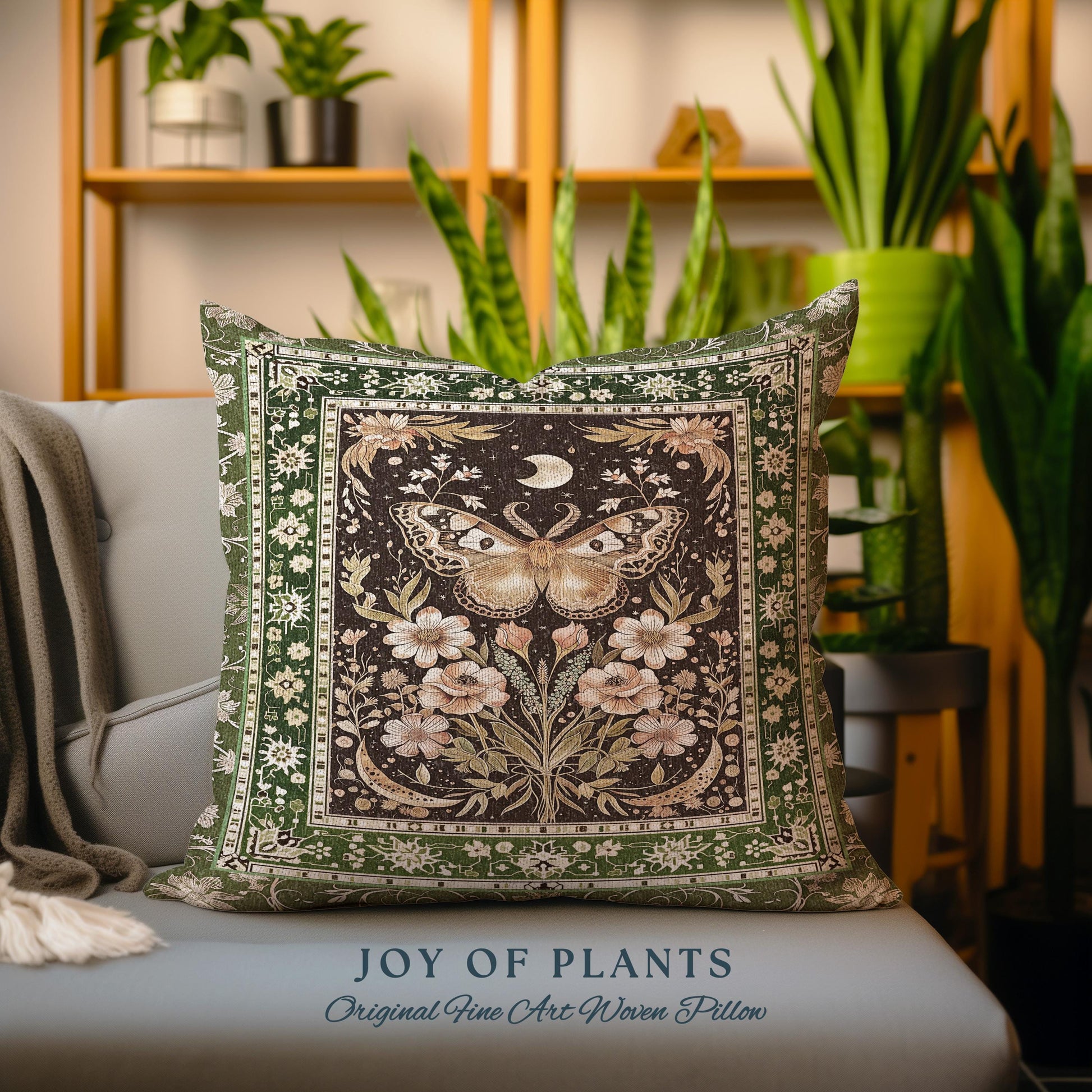 Hippie Moth Moon Decorative Butterfly Cushion Tapestry Throw Pillow