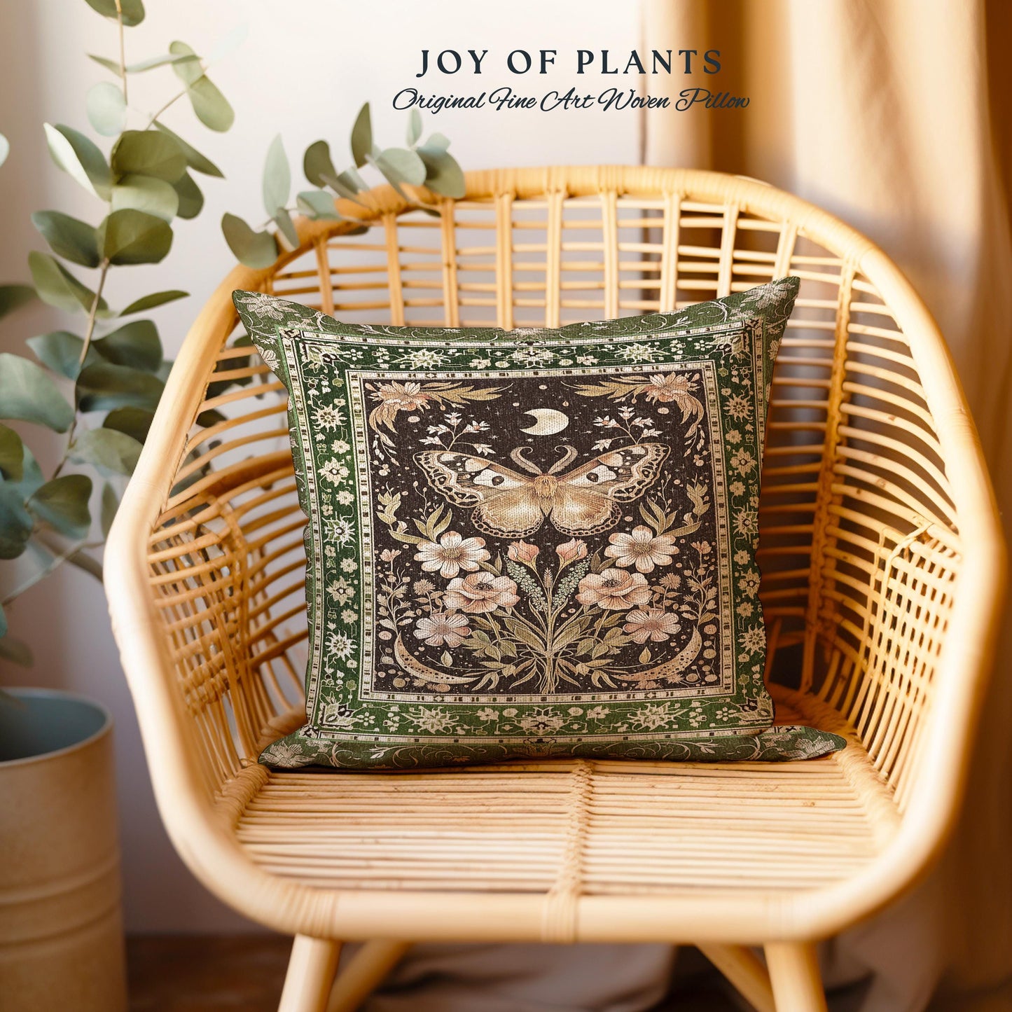 Hippie Moth Moon Decorative Butterfly Cushion Tapestry Throw Pillow