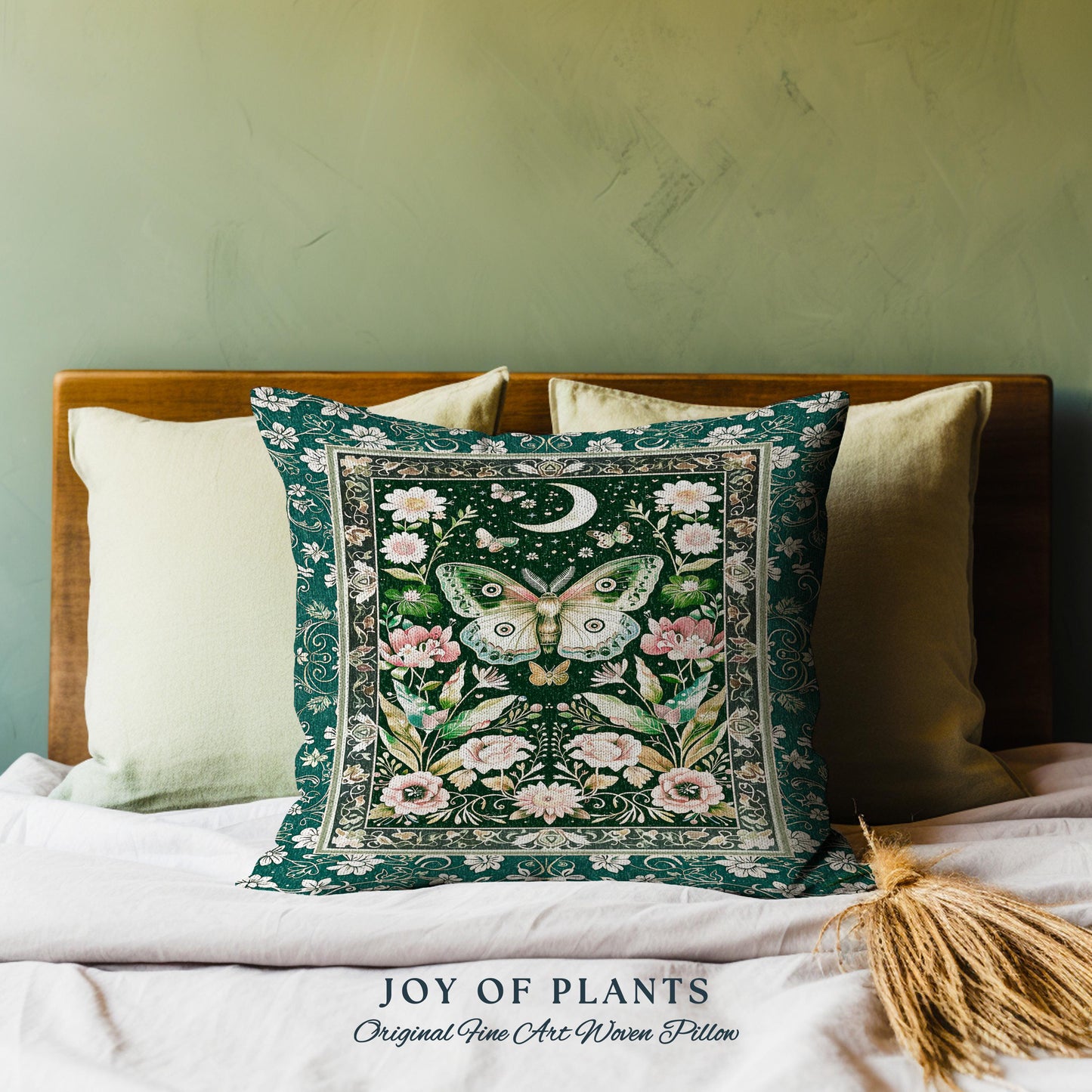 Ethereal Witchy Moth Moon Tapestry Pillow Decorative Throw Cushion