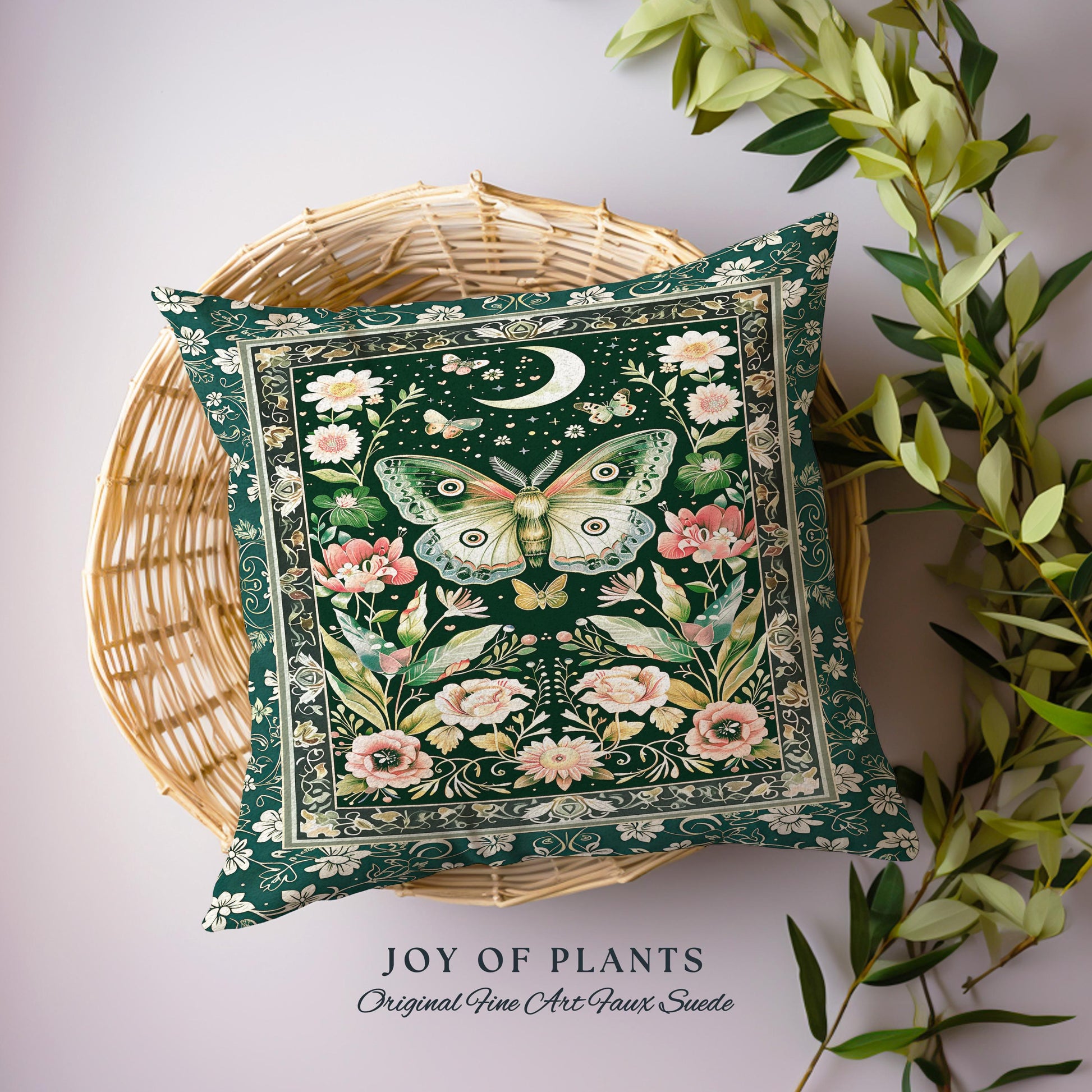 Ethereal Witchy Moth Moon Tapestry Pillow Decorative Throw Cushion