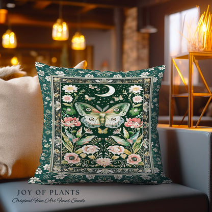 Ethereal Witchy Moth Moon Tapestry Pillow Decorative Throw Cushion