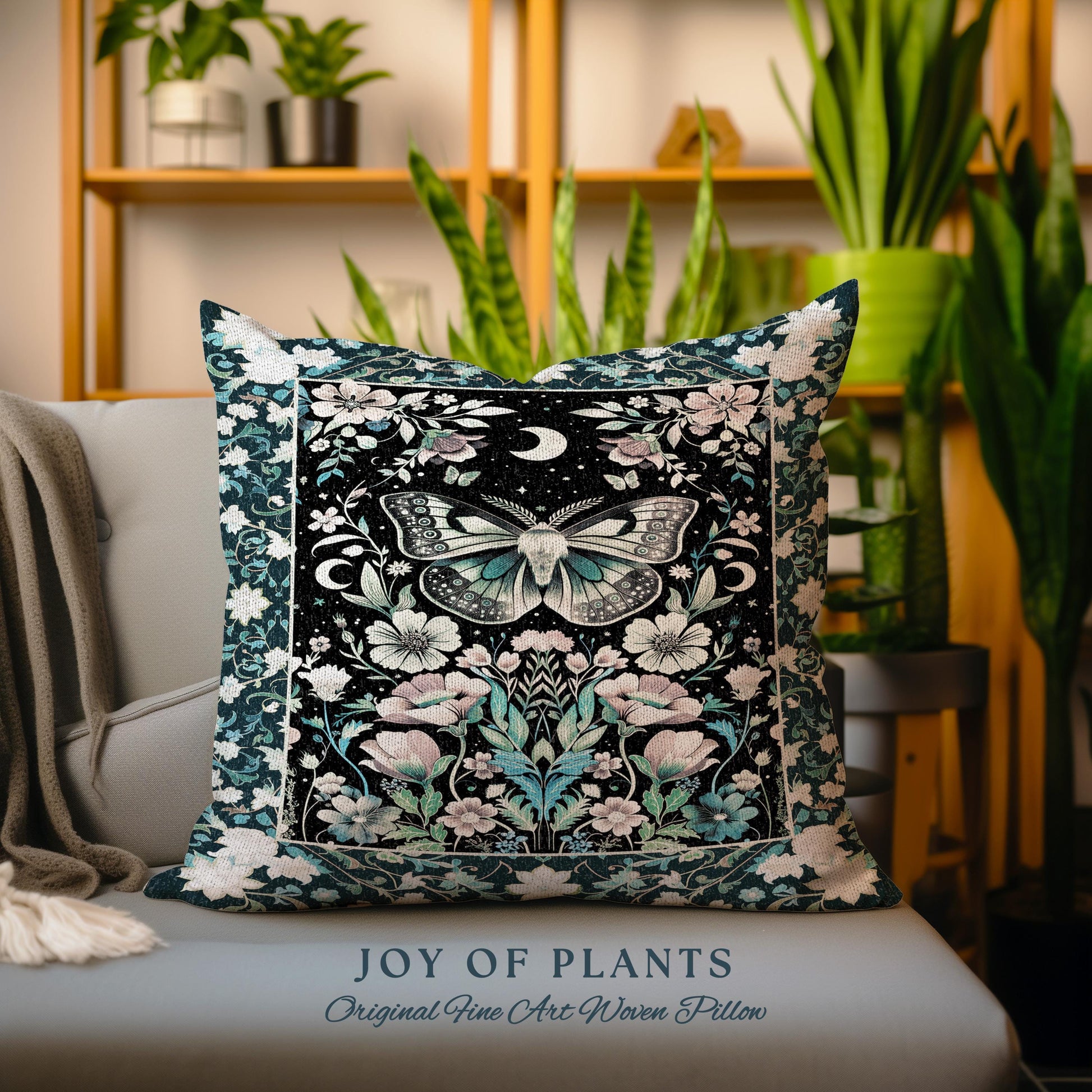 Celestial Butterfly Floral Decorative Moth Cushion Tapestry Throw Pillow