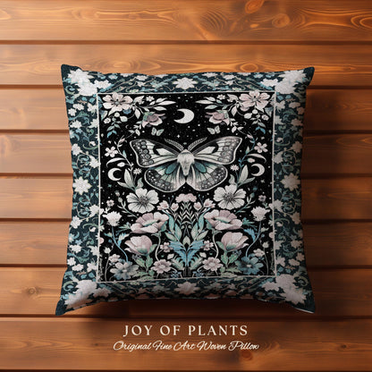 Celestial Butterfly Floral Decorative Moth Cushion Tapestry Throw Pillow
