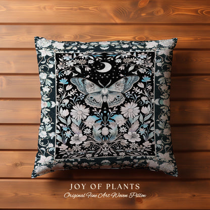Maximalist Aesthetic Dark Academia Decorative Moth Cushion Tapestry Throw Pillow