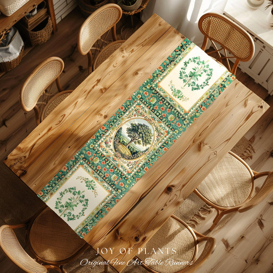 Romantic Ornate Botanical Countryside Table | Victorian Antique Botanical Accent French Garden Runner Chateau Floral Heritage Classical |