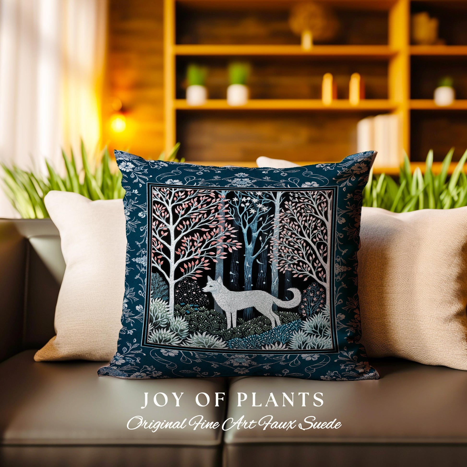 Earthy Colors Woodland Wolf Tapestry Pillow Decorative Throw Cushion