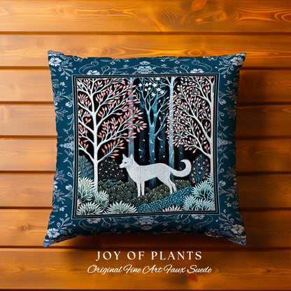 Earthy Colors Woodland Wolf Tapestry Pillow Decorative Throw Cushion