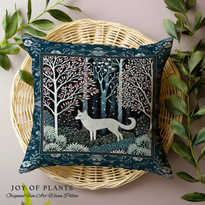 Earthy Colors Woodland Wolf Tapestry Pillow Decorative Throw Cushion