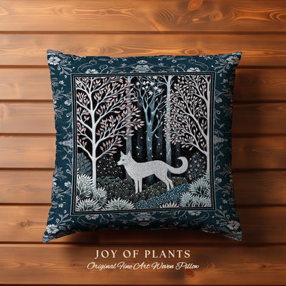 Earthy Colors Woodland Wolf Tapestry Pillow Decorative Throw Cushion