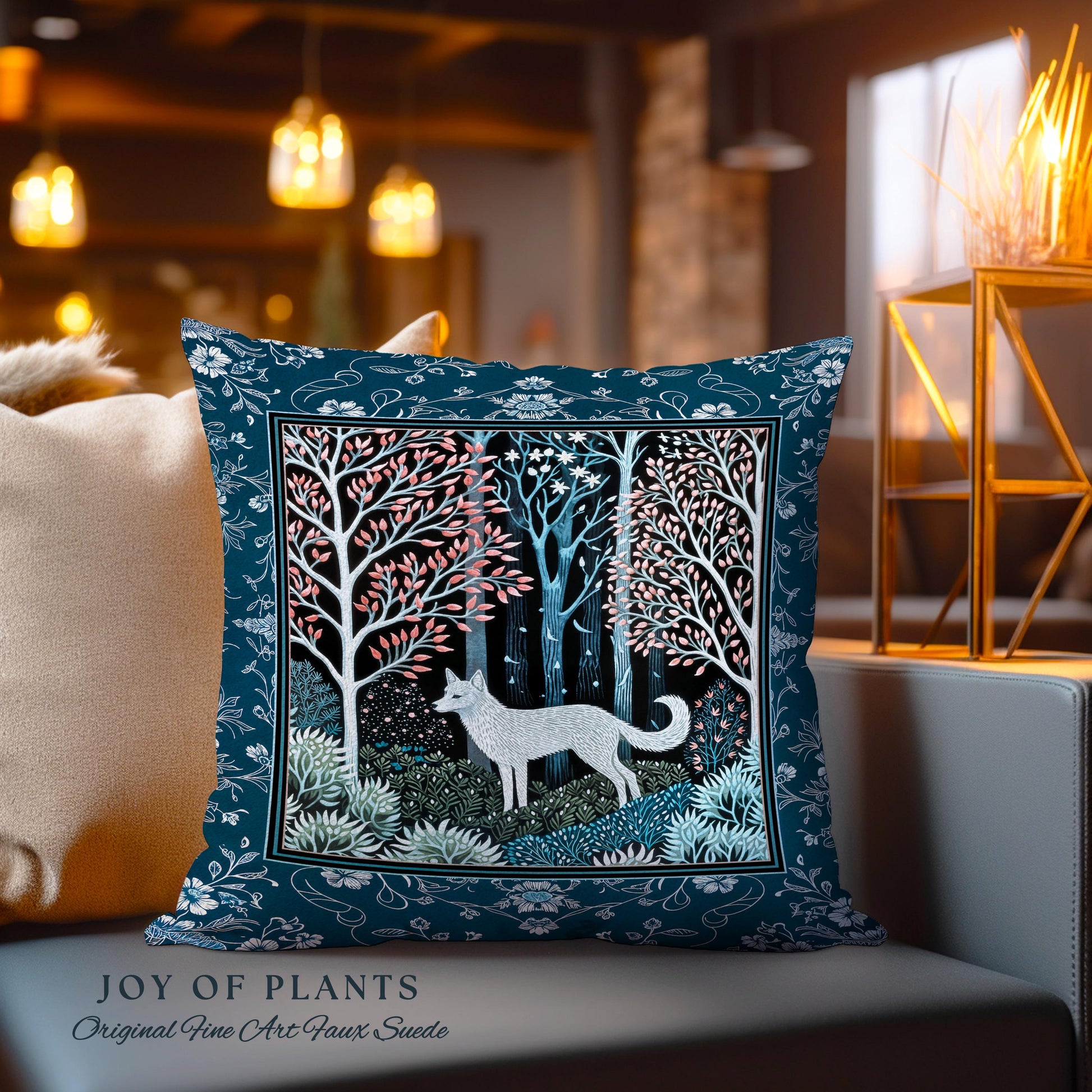 Earthy Colors Woodland Wolf Tapestry Pillow Decorative Throw Cushion