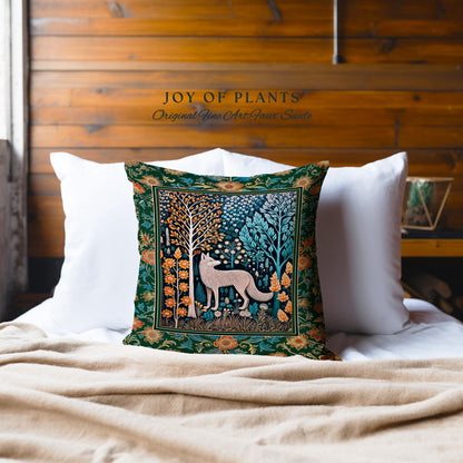 Playful Forest Boho Whimsical Decorative Wolf Cushion Tapestry Throw Pillow