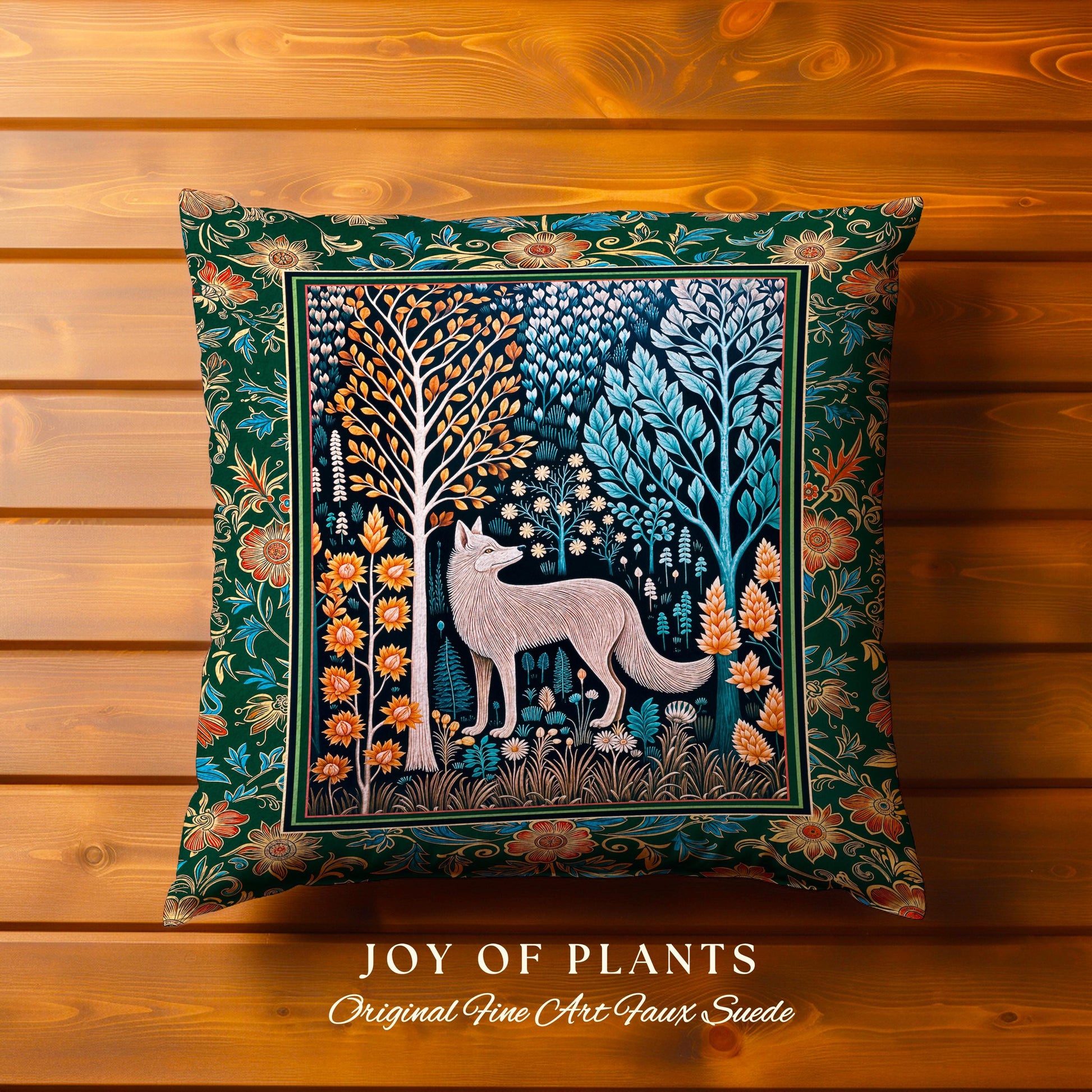 Playful Forest Boho Whimsical Decorative Wolf Cushion Tapestry Throw Pillow