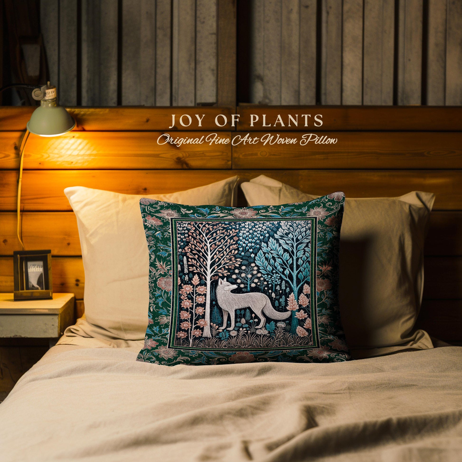 Playful Forest Boho Whimsical Decorative Wolf Cushion Tapestry Throw Pillow