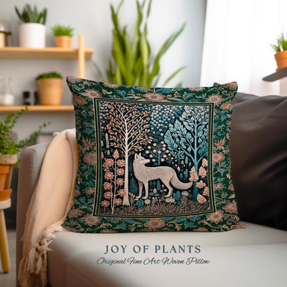 Playful Forest Boho Whimsical Decorative Wolf Cushion Tapestry Throw Pillow