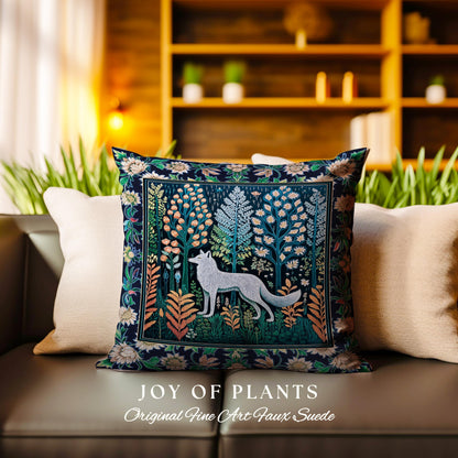 Floral Woodland Cozy Boho Wolf Tapestry Pillow Decorative Throw Cushion