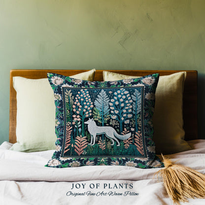 Floral Woodland Cozy Boho Wolf Tapestry Pillow Decorative Throw Cushion