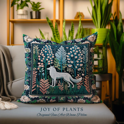Floral Woodland Cozy Boho Wolf Tapestry Pillow Decorative Throw Cushion