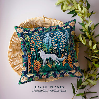 Floral Woodland Cozy Boho Wolf Tapestry Pillow Decorative Throw Cushion