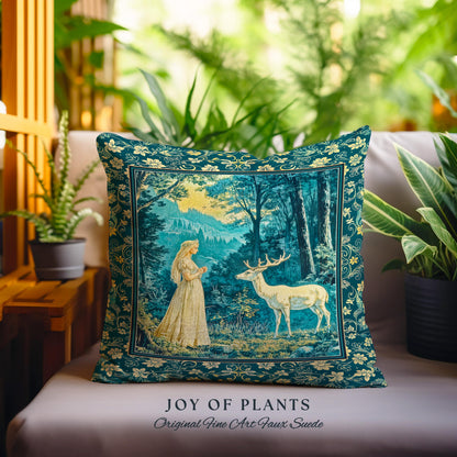 Mountain Goddess Ethereal Woven Tapestry Pillow Decorative Cushion