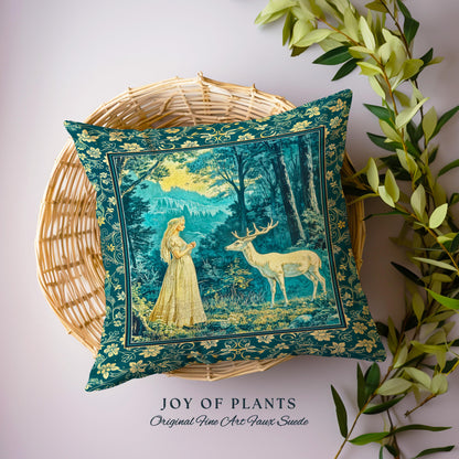 Mountain Goddess Ethereal Woven Tapestry Pillow Decorative Cushion