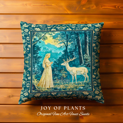 Mountain Goddess Ethereal Woven Tapestry Pillow Decorative Cushion