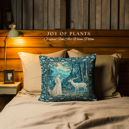 Mountain Goddess Ethereal Woven Tapestry Pillow Decorative Cushion