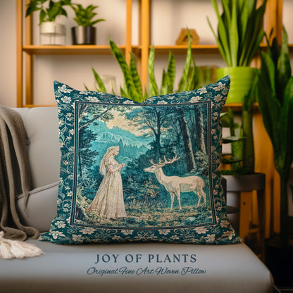 Mountain Goddess Ethereal Woven Tapestry Pillow Decorative Cushion