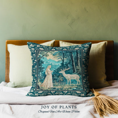 Mountain Goddess Ethereal Woven Tapestry Pillow Decorative Cushion